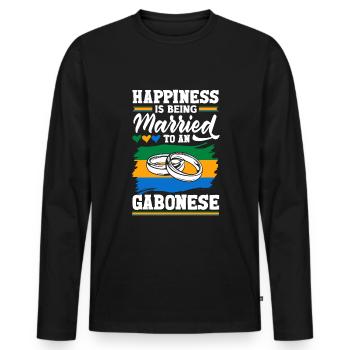 Le bonheur du drapeau gabonais du Gabon est marié - T-shirt manches longues Premium bio Homme - noir - Devant - Nico (187cm)
