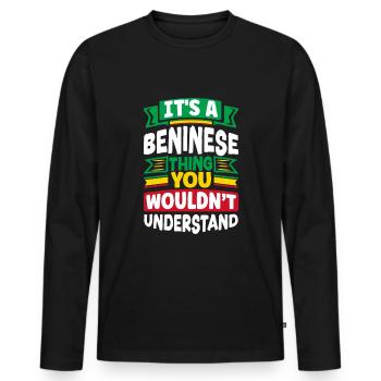Béninois Bénin Drapeau Béninois Citation - T-shirt manches longues Premium bio Homme - noir - Devant - Nico (187cm)