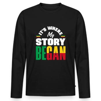 Béninois Bénin Drapeau Béninois Citation - T-shirt manches longues Premium bio Homme - noir - Devant - Nico (187cm)