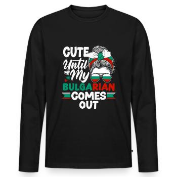Drapeau bulgare Bulgarie mignon jusqu’à mon bulgare - T-shirt manches longues Premium bio Homme - noir - Devant - Nico (187cm)