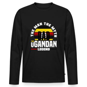 Ugandan Uganda Ugandan Flag Quote - Men's Premium Organic Long Sleeve Shirt - black - Front - Nico (187cm)