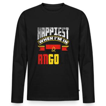 Angola Angola Citation du drapeau angolais - T-shirt manches longues Premium bio Homme - noir - Devant - Nico (187cm)