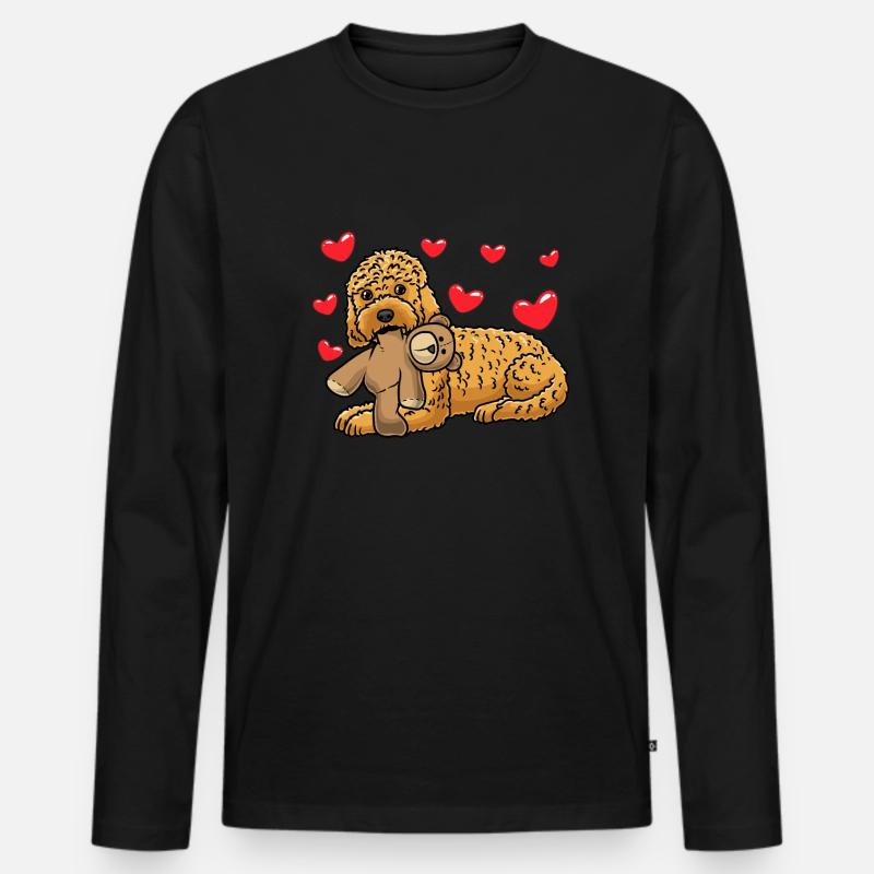 Kawaii Cockapoo Hund Mit Kuscheltier - Männer Premium Bio Langarmshirt - Schwarz