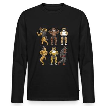 Hund Fitness Fitnessstudio Motivation Bodybuilding - Männer Premium Bio Langarmshirt - Schwarz - Vorne - Nico (187cm)