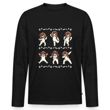 Beagle dog dancing with sunglasses - Men's Premium Organic Long Sleeve Shirt - black - Front - Nico (187cm)