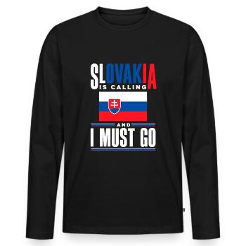 Slowakische Slowakei Slowakische Flagge Zitat - Männer Premium Bio Langarmshirt - Schwarz - Vorne - Nico (187cm)