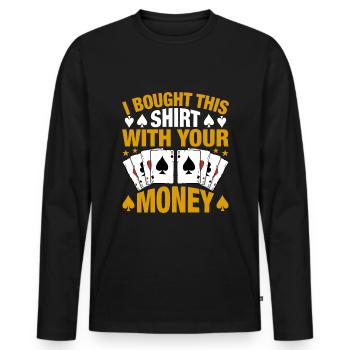 Jeu de cartes Joueur de cartes Poker - T-shirt manches longues Premium bio Homme - noir - Devant - Nico (187cm)