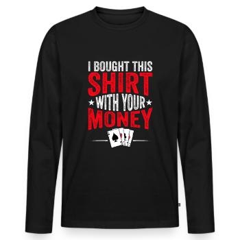 Jeu de cartes Joueur de cartes Poker - T-shirt manches longues Premium bio Homme - noir - Devant - Nico (187cm)