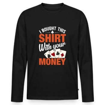 Jeu de cartes Joueur de cartes Poker - T-shirt manches longues Premium bio Homme - noir - Devant - Nico (187cm)