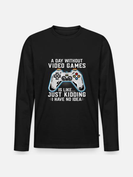 En dag utan videospel är som att bara skoja - Ekologisk långärmad premium-T-shirt herr - svart