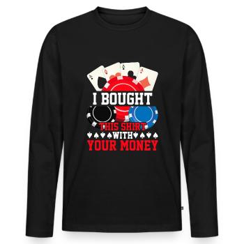 Card Game Card Players Poker - Men's Premium Organic Long Sleeve Shirt - black - Front - Nico (187cm)