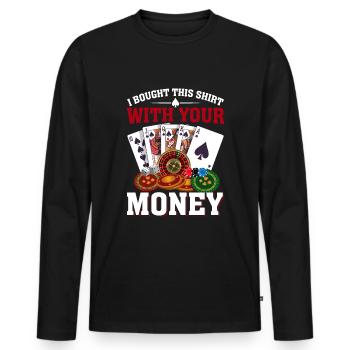 Card Game Card Player Poker - Men's Premium Organic Long Sleeve Shirt - black - Front - Nico (187cm)