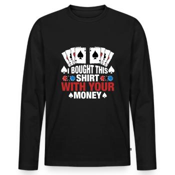 Card Game Card Player Poker - Men's Premium Organic Long Sleeve Shirt - black - Front - Nico (187cm)