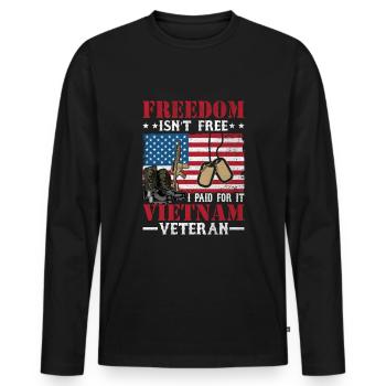 La liberté n’est pas gratuite J’ai payé pour ça Vétéran du Vietnam - T-shirt manches longues Premium bio Homme - noir - Devant - Nico (187cm)