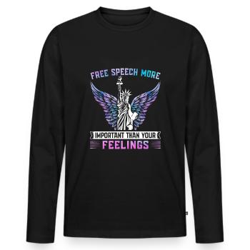 La liberté d’expression est plus importante que vos sentiments - T-shirt manches longues Premium bio Homme - noir - Devant - Nico (187cm)