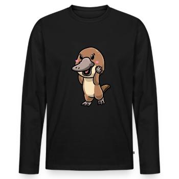 Émoticône ornithorynque de Kawaii - T-shirt manches longues Premium bio Homme - noir - Devant - Nico (187cm)