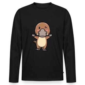Émoticône ornithorynque de Kawaii - T-shirt manches longues Premium bio Homme - noir - Devant - Nico (187cm)