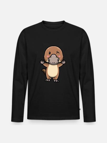Emoticon ornitorinco kawaii - Maglia a manica lunga ecologica premium da uomo - nero