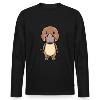 Émoticône ornithorynque de Kawaii - T-shirt manches longues Premium bio Homme - noir - Devant - Nico (187cm)