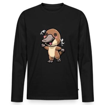 Émoticône ornithorynque de Kawaii - T-shirt manches longues Premium bio Homme - noir - Devant - Nico (187cm)