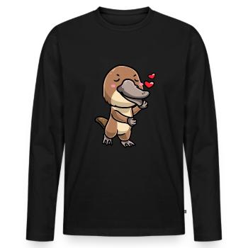 Émoticône ornithorynque de Kawaii - T-shirt manches longues Premium bio Homme - noir - Devant - Nico (187cm)