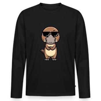 Émoticône ornithorynque de Kawaii - T-shirt manches longues Premium bio Homme - noir - Devant - Nico (187cm)