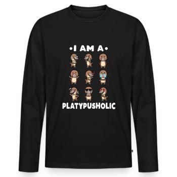 Émoticône ornithorynque de Kawaii - T-shirt manches longues Premium bio Homme - noir - Devant - Nico (187cm)