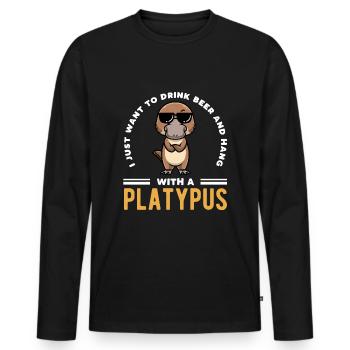 Buvez de la bière et passez du temps avec un ornithorynque - T-shirt manches longues Premium bio Homme - noir - Devant - Nico (187cm)