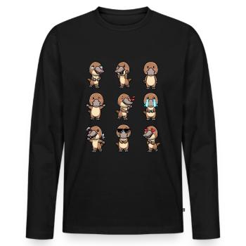 Émoticône ornithorynque de Kawaii - T-shirt manches longues Premium bio Homme - noir - Devant - Nico (187cm)