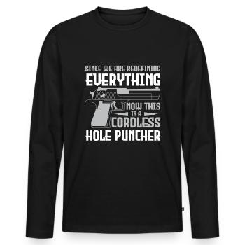 Ceci est un perforateur de trou sans fil - T-shirt manches longues Premium bio Homme - noir - Devant - Nico (187cm)