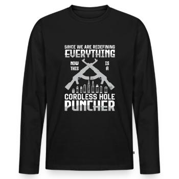 Ceci est un perforateur de trou sans fil - T-shirt manches longues Premium bio Homme - noir - Devant - Nico (187cm)