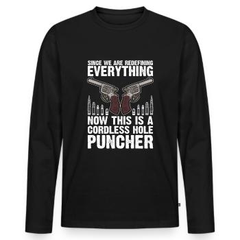 Ceci est un perforateur de trou sans fil - T-shirt manches longues Premium bio Homme - noir - Devant - Nico (187cm)