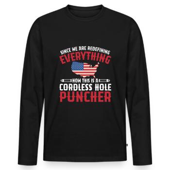Ceci est un perforateur de trou sans fil - T-shirt manches longues Premium bio Homme - noir - Devant - Nico (187cm)