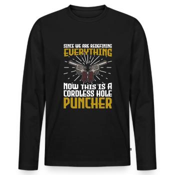 Ceci est un perforateur de trou sans fil - T-shirt manches longues Premium bio Homme - noir - Devant - Nico (187cm)