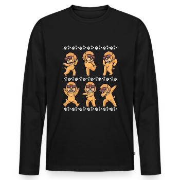 Goldendoodle dog dancing with sunglasses - Men's Premium Organic Long Sleeve Shirt - black - Front - Nico (187cm)