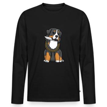 Bouvier Bernois Bouvier Bernois au couteau - T-shirt manches longues Premium bio Homme - noir - Devant - Nico (187cm)