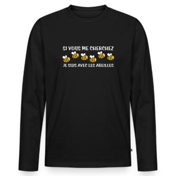 Cadeau agriculteur éleveur de abeilles - T-shirt manches longues Premium bio Homme - noir - Devant - Nico (187cm)