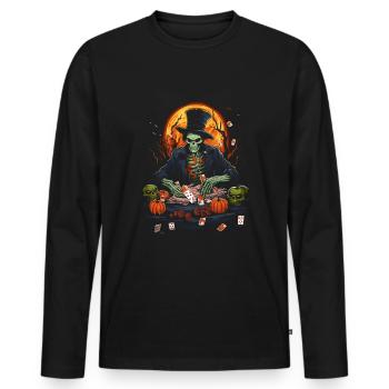 Spooky Poker Costume Halloween Bluff Zombie Poker - Men's Premium Organic Long Sleeve Shirt - black - Front - Nico (187cm)