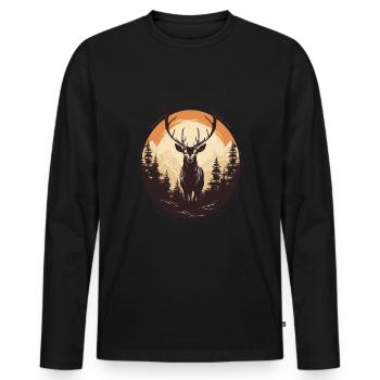 Prêt pour la saison de chasse Chasse au chevreuil pour les chasseurs - T-shirt manches longues Premium bio Homme - noir - Devant - Nico (187cm)