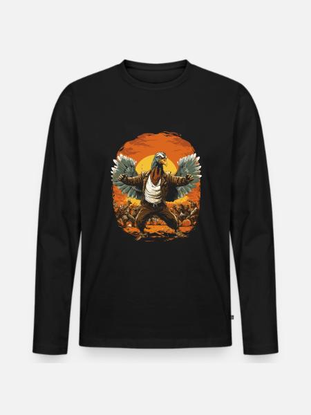 Celebrate Thanksgiving with a turkey - Men's Premium Organic Long Sleeve Shirt - black