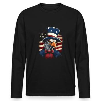 Thanksgiving American Pilgrim Turkey - Men's Premium Organic Long Sleeve Shirt - black - Front - Nico (187cm)