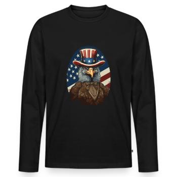 Thanksgiving American Pilgrim Turkey - Men's Premium Organic Long Sleeve Shirt - black - Front - Nico (187cm)