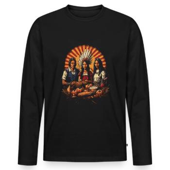 Pilgrims and Indians Cultural Thanksgiving - Men's Premium Organic Long Sleeve Shirt - black - Front - Nico (187cm)