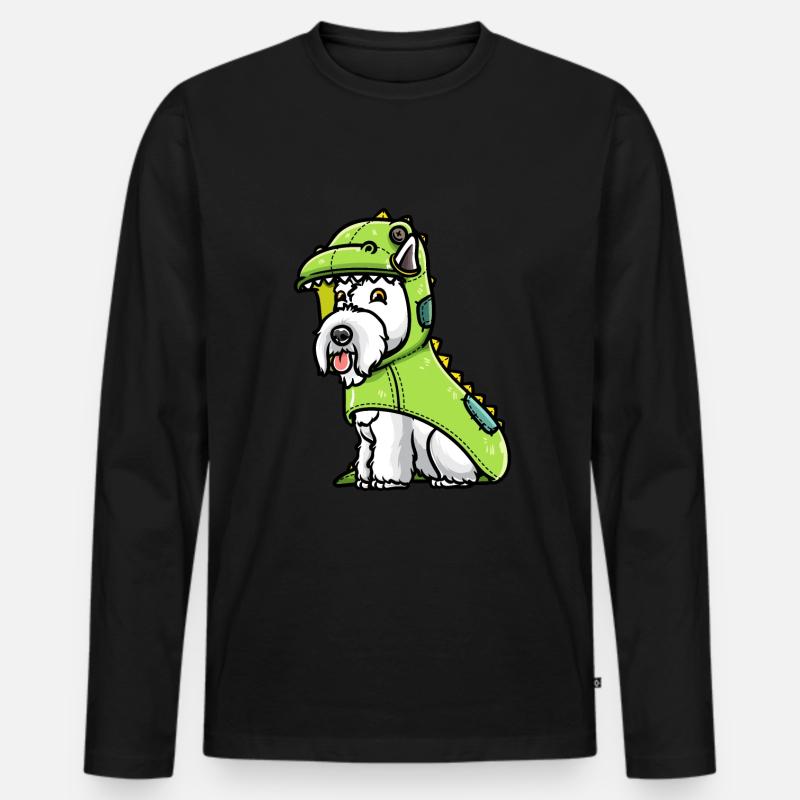 Scottish Terrier Hund Im Dinosaurier-Kostüm - Männer Premium Bio Langarmshirt - Schwarz