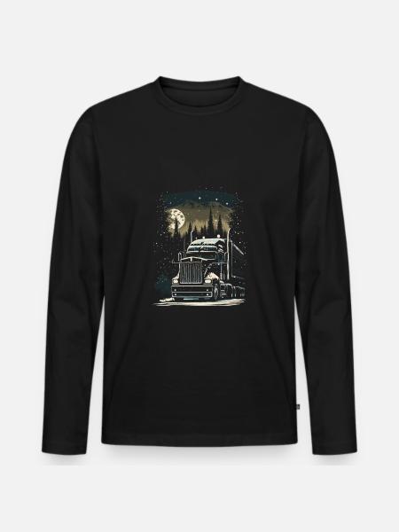 Kerst Vrachtwagen Chauffeur Kerst Semi Vrachtwagen - Mannen Premium Bio shirt met lange mouwen - zwart