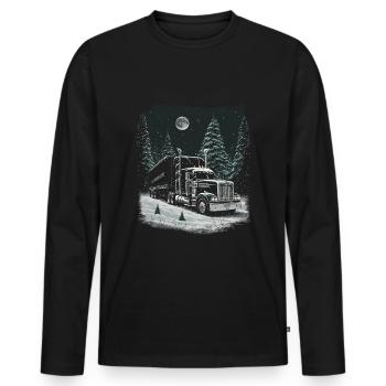 Weihnachts Lkw Fahrer Weihnaten Sattelschlepper - Männer Premium Bio Langarmshirt - Schwarz - Vorne - Nico (187cm)