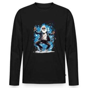 Plaisir de Noël: Père Noël ivre - T-shirt manches longues Premium bio Homme - noir - Devant - Nico (187cm)