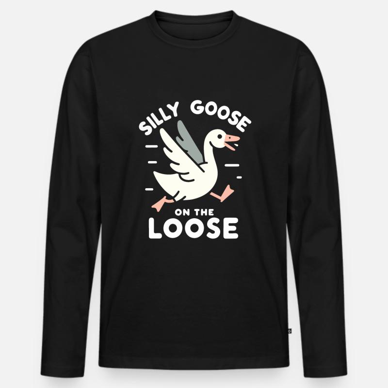 Oca sciocca al meme sciolto - Maglia a manica lunga ecologica premium da uomo - nero