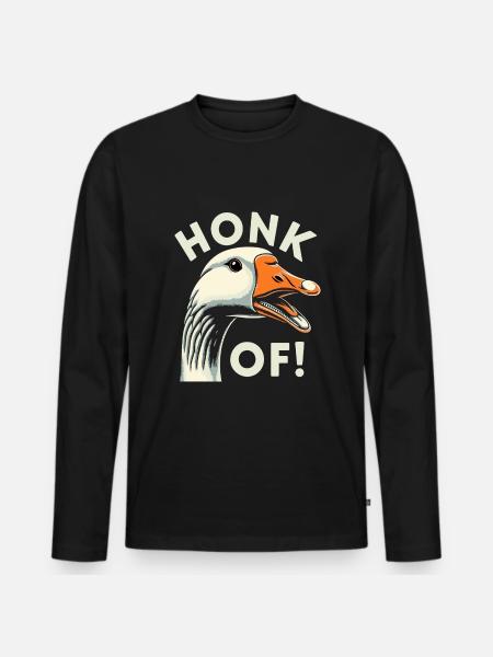 Honk Off – Geese Meme - Men's Premium Organic Long Sleeve Shirt - black