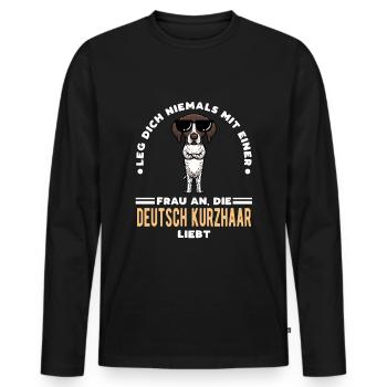 Deutsch Kurzhaar Hund Deutscher Kurzhaariger - Männer Premium Bio Langarmshirt - Schwarz - Vorne - Nico (187cm)